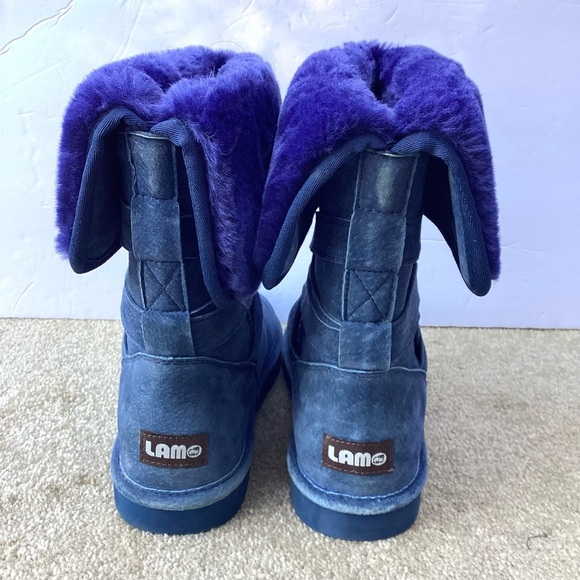 Lamo Water Resistant Suede Faux Fur Tall Boots-Savoy Navy 7M - Picture 4 of 7